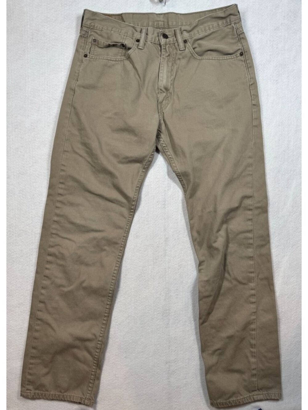 Levi's 505 Mens Jeans Regular Fit Straight Leg Khaki Tan Denim Tagged Size 34x34